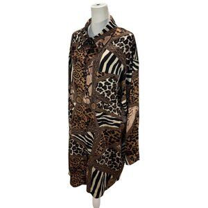 NWOT PrettyLittleThing US 8 Multi Animal Print Patchwork Long Sleeve Shirt Dress